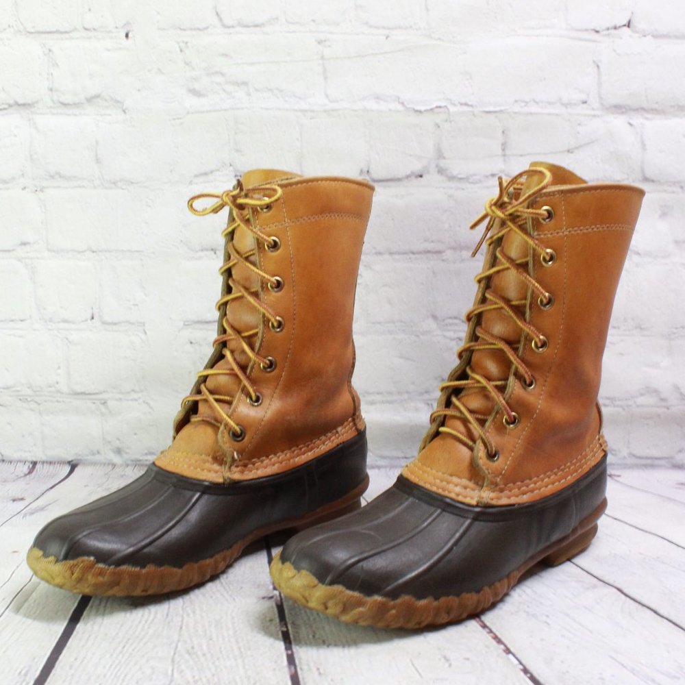Vtg! LL BEAN Brown Maine Hunting Shoe Unlined Leather Duck Boots 7 M - Picture 2 of 9